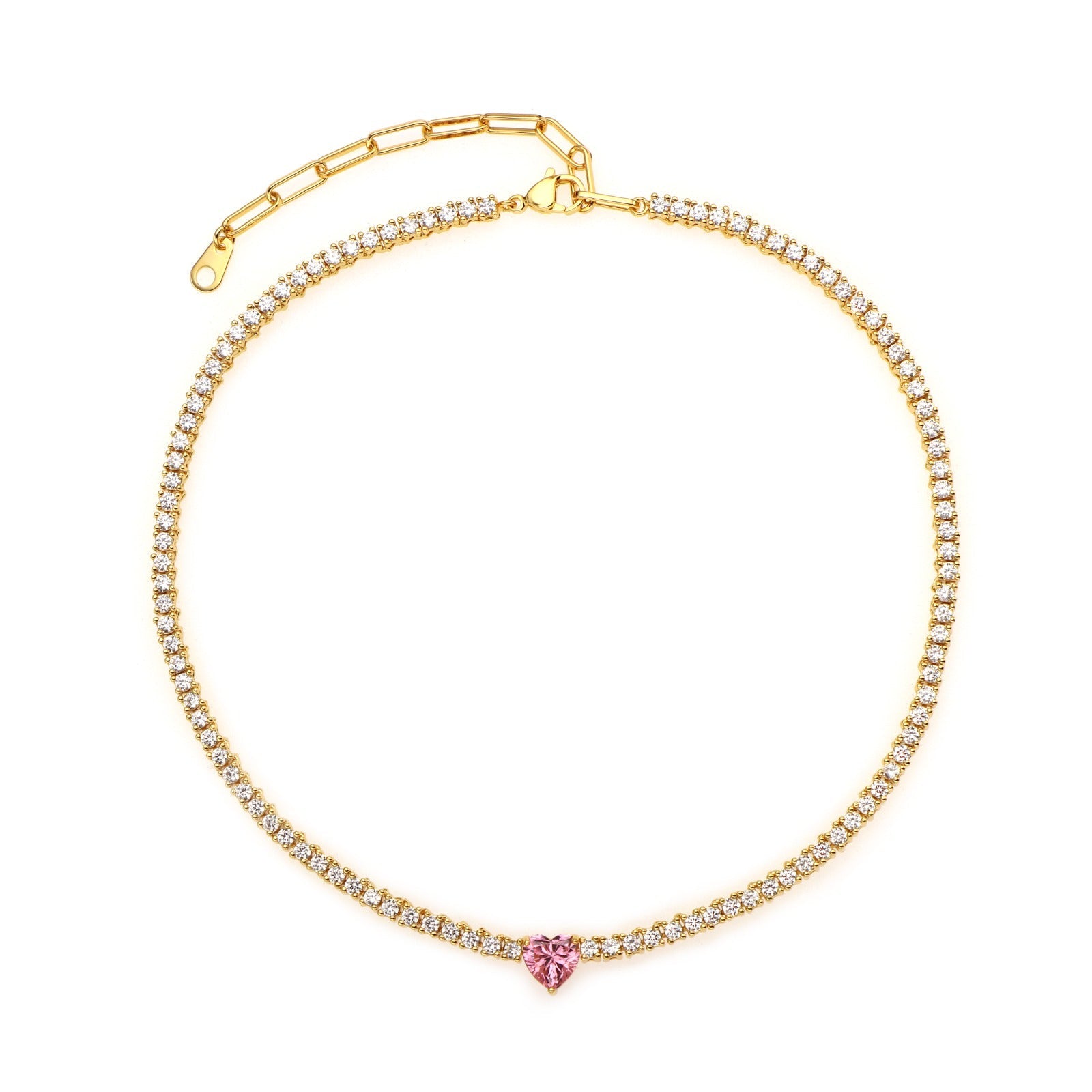 Heart Tennis Choker Pink Sapphire - NOA Jewels -