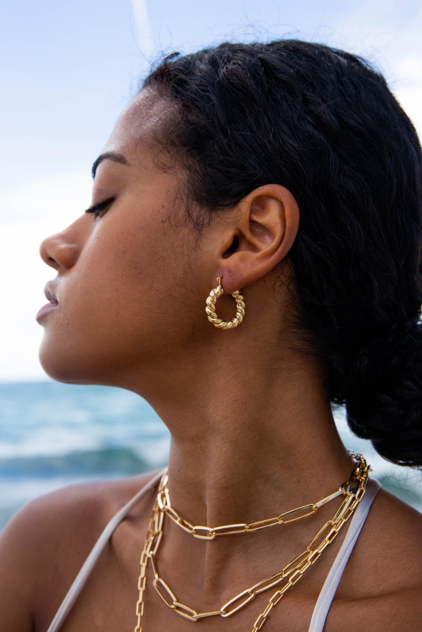 Mila Gold Small Twisted Hoops - NOA - Earrings