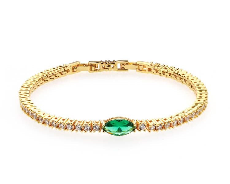 Single Emerald Green Marquis Tennis Bracelet - NOA -