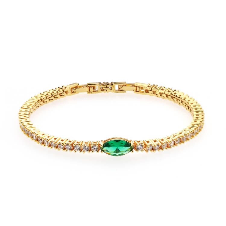 Single Emerald Green Marquis Tennis Bracelet - NOA -