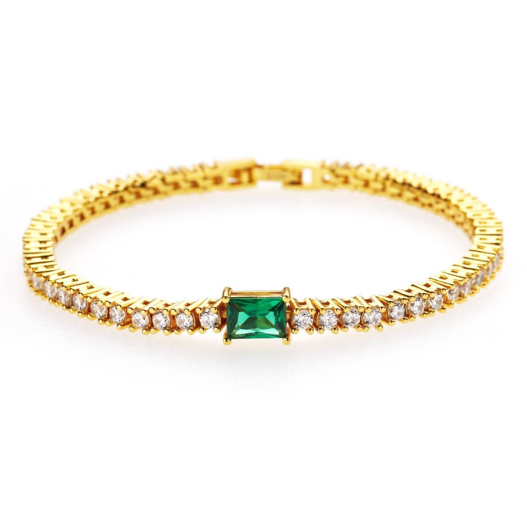 Single Emerald Green Rectangle Tennis Bracelet