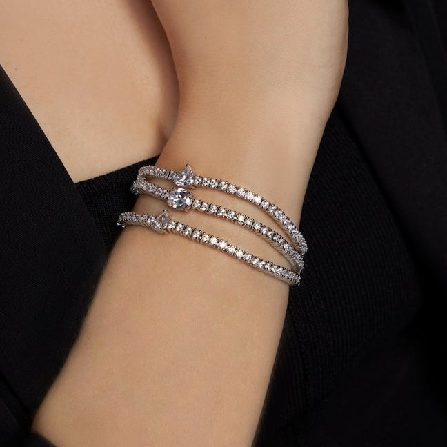 Single White Tear Drop Tennis Bracelet - NOA -
