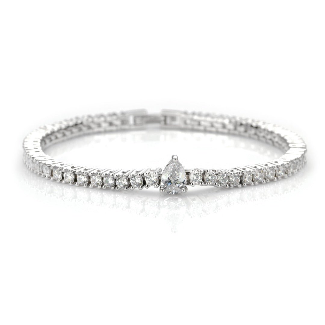 Single White Tear Drop Tennis Bracelet - NOA -
