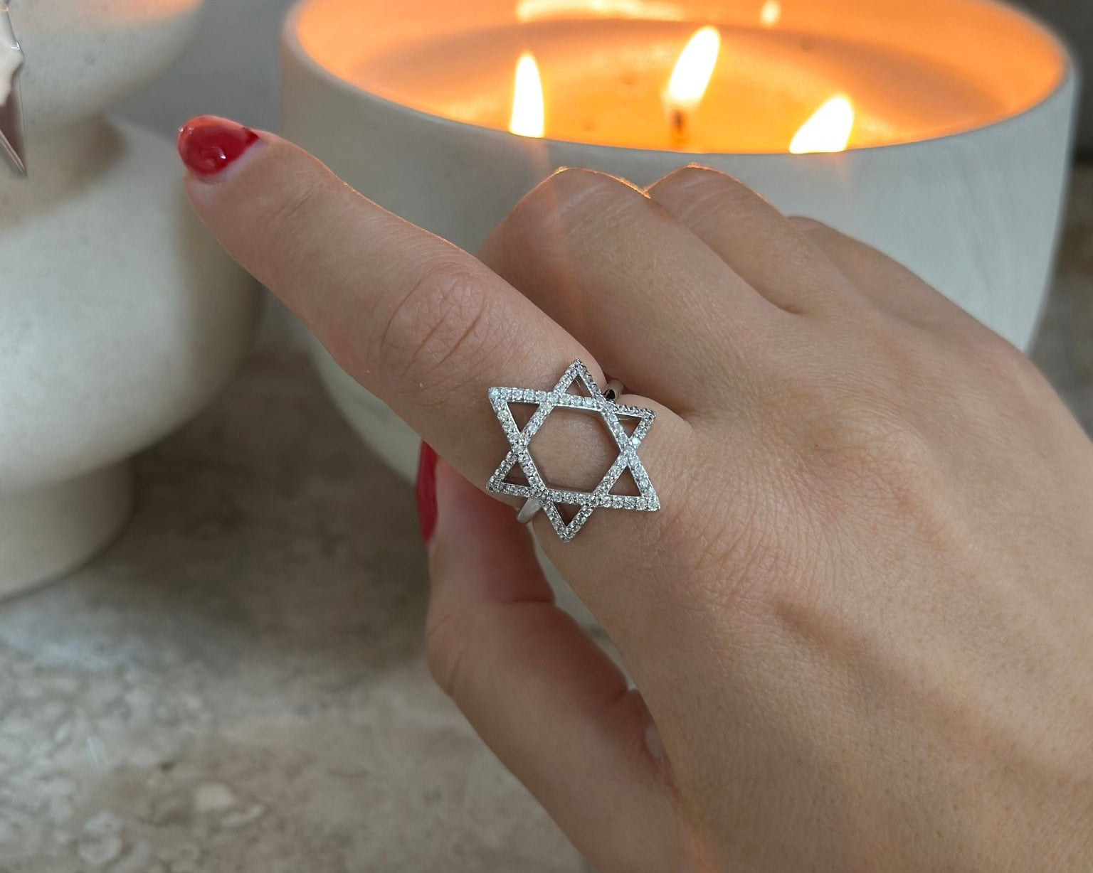 Star of David Ring Pave - NOA Jewels -